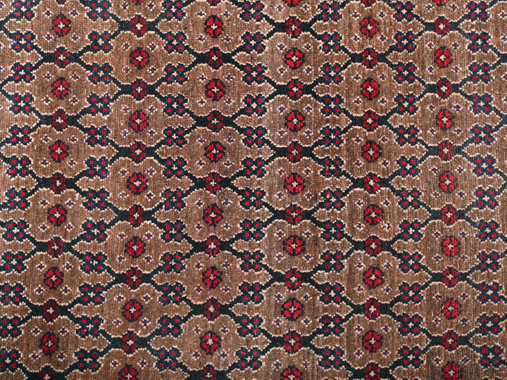 a close up of a red, blue, and brown rug