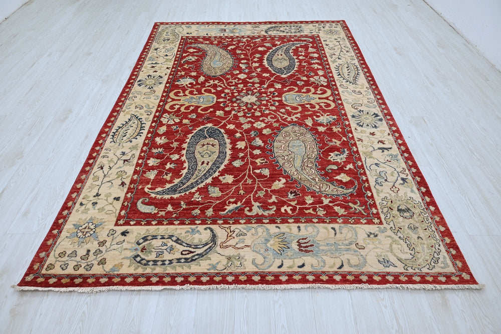 red Medium rug 6' 1" x 8' 10"