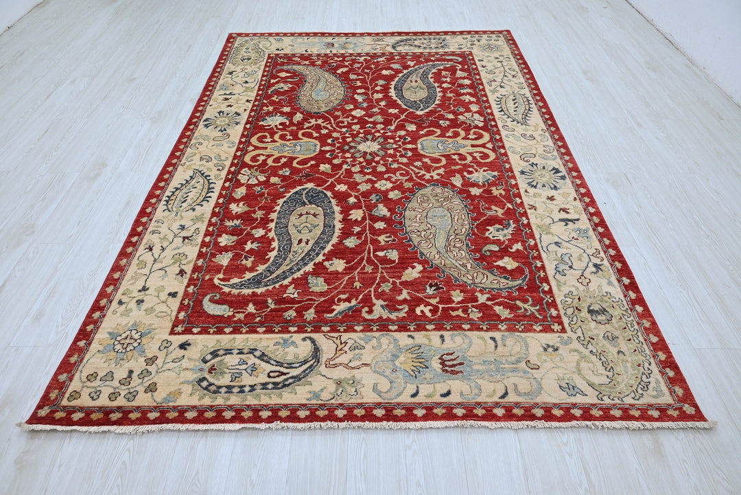 red Medium rug 6' 1" x 8' 10"