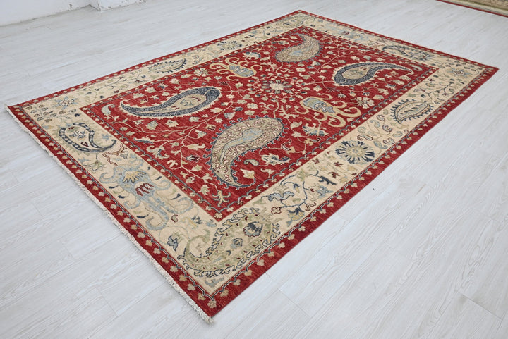 red Medium rug 6' 1" x 8' 10"