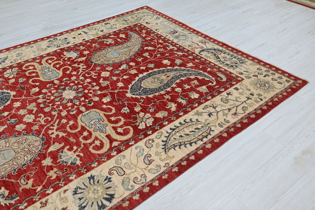 red Medium rug 6' 1" x 8' 10"