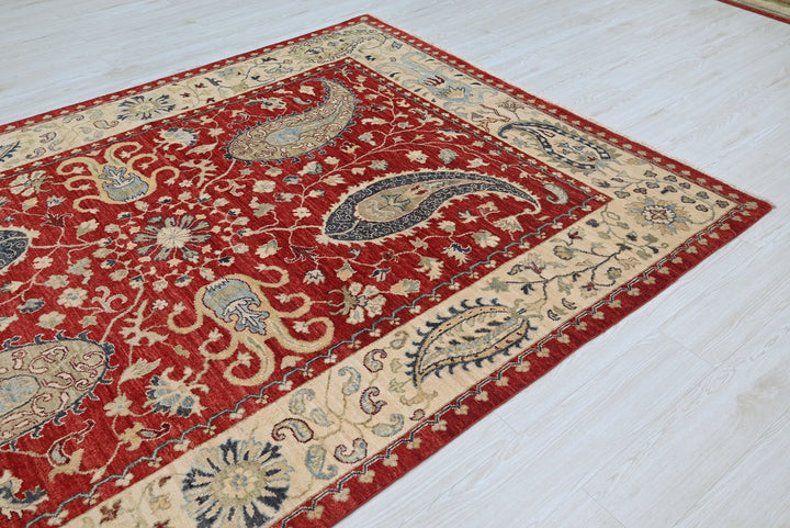 red Medium rug 6' 1" x 8' 10"
