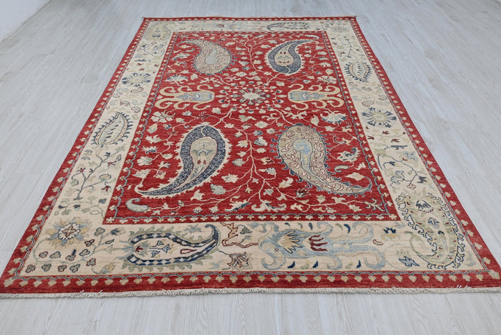red Medium rug 6' 1" x 8' 10"