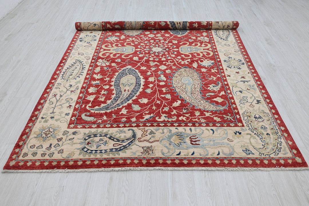 red Medium rug 6' 1" x 8' 10"