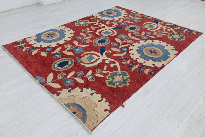 red Medium rug 5' 7" x 7' 6"