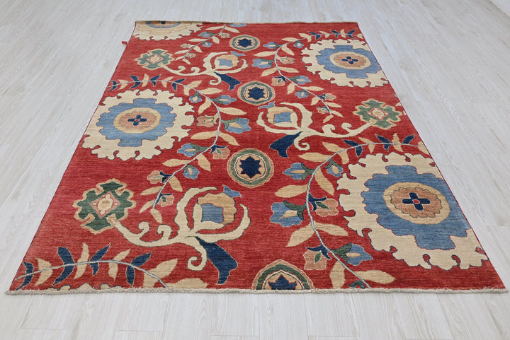 red Medium rug 5' 7" x 7' 6"