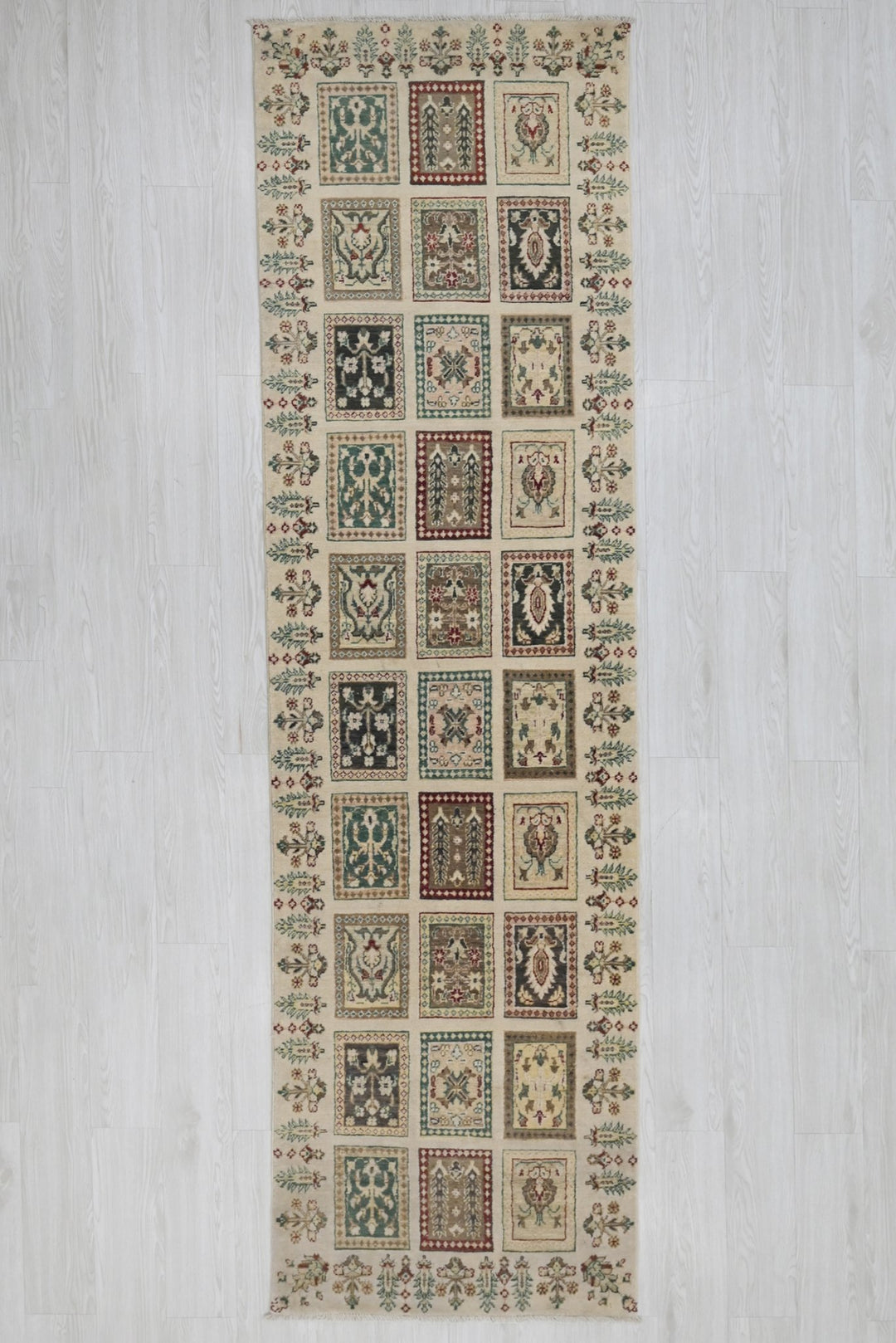 white Runner rug 2' 7" x 10' 3"