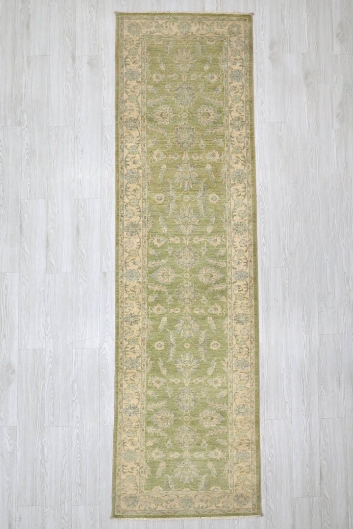 green Runner rug 2' 7" x 10' 2"