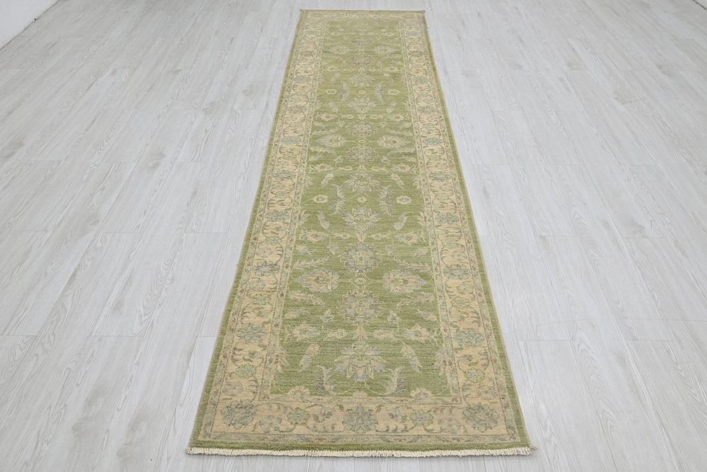 green Runner rug 2' 7" x 10' 2"