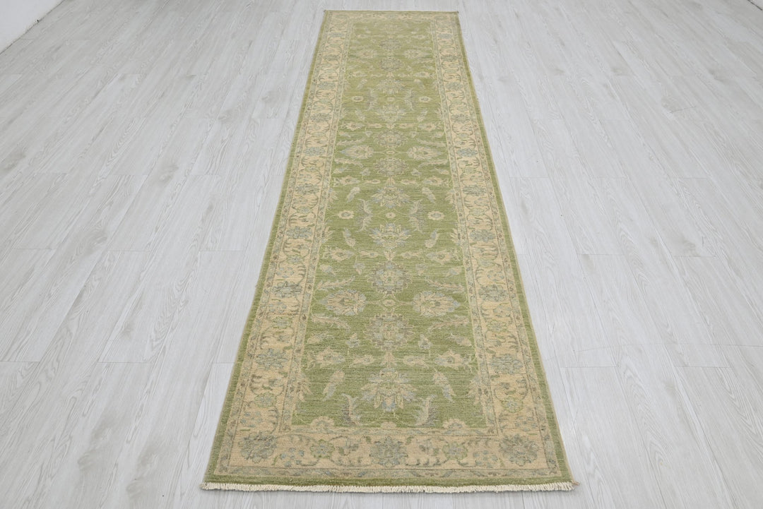 green Runner rug 2' 7" x 10' 2"