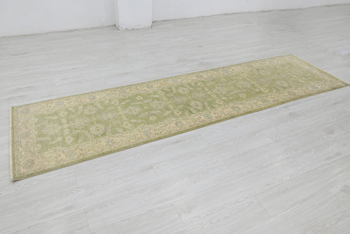 green Runner rug 2' 7" x 10' 2"