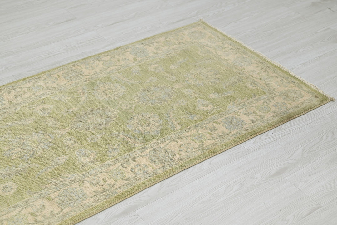 green Runner rug 2' 7" x 10' 2"