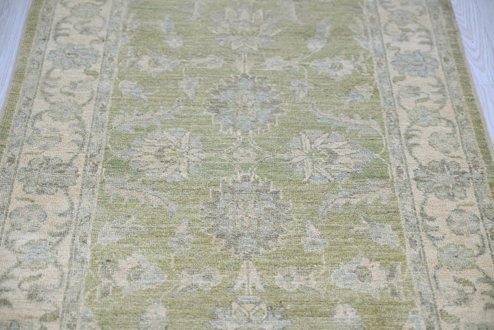 green Runner rug 2' 7" x 10' 2"