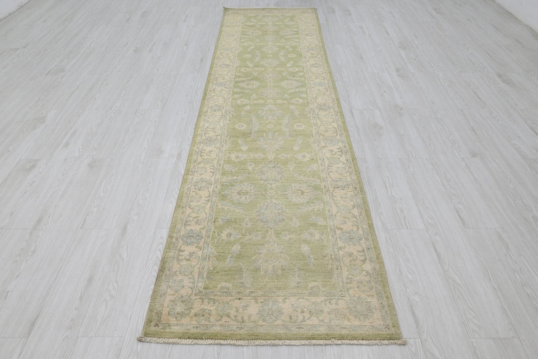 green Runner rug 2' 7" x 10' 2"