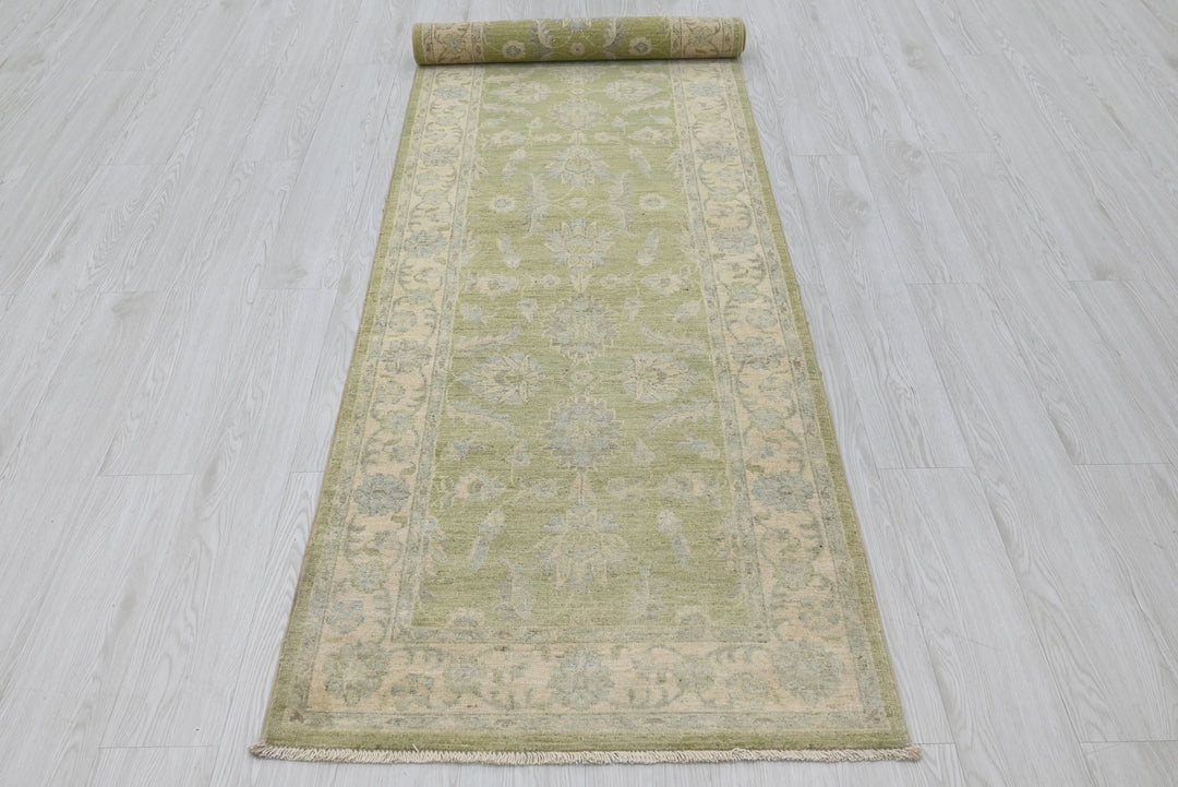 green Runner rug 2' 7" x 10' 2"
