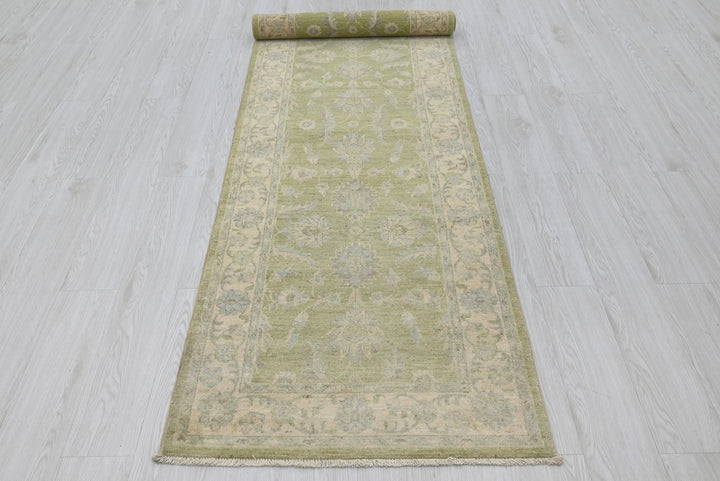 green Runner rug 2' 7" x 10' 2"