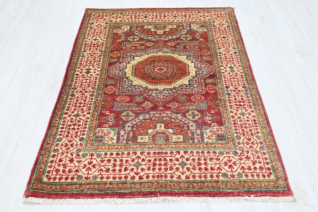 red Accent rug 3' 4" x 5' 2"