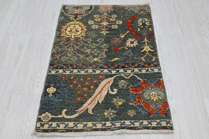 green Mini rug 1' 11" x 3' 1"