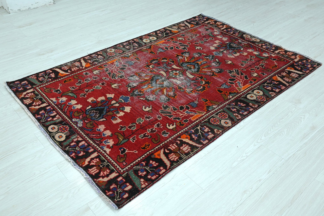 red Accent rug 4' 3" x 6' 4"