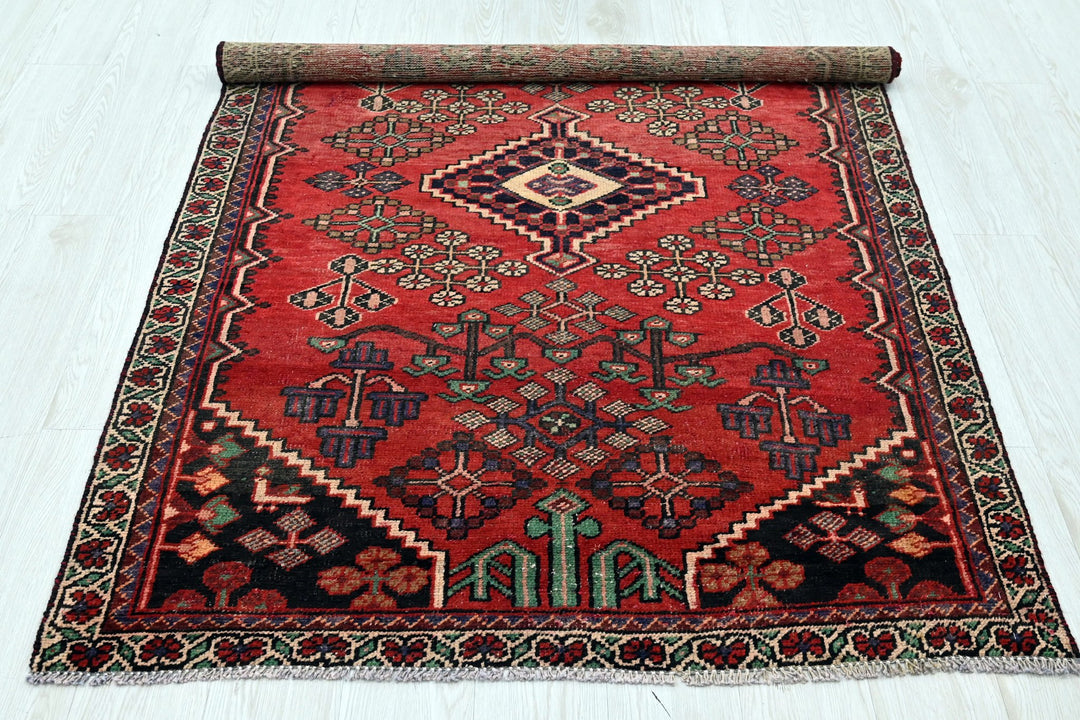 red Accent rug 4' 1" x 6' 1"