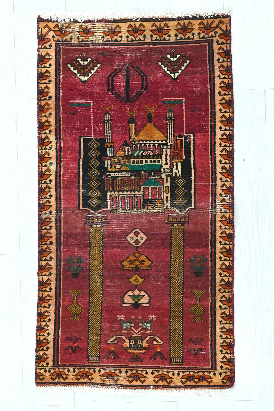 red Mini rug 1' 10" x 3' 7"