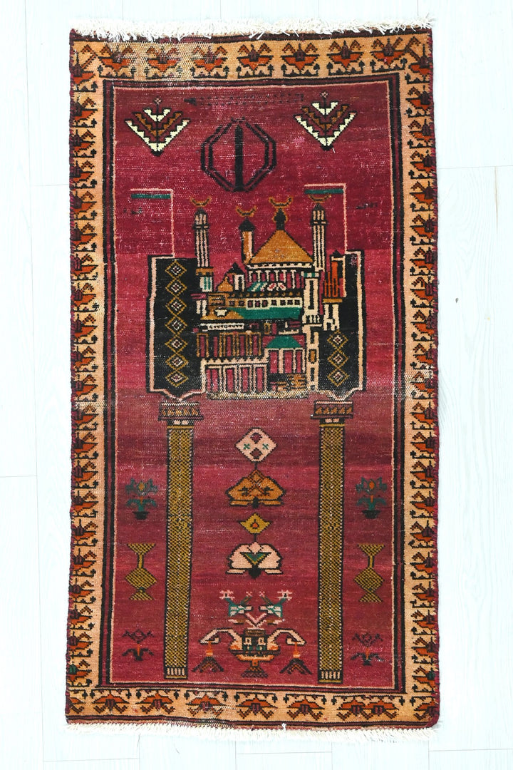 red Mini rug 1' 10" x 3' 7"