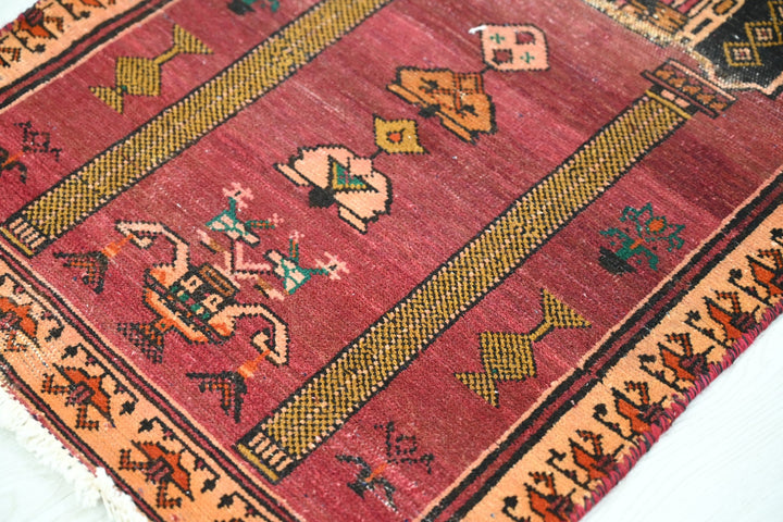 red Mini rug 1' 10" x 3' 7"