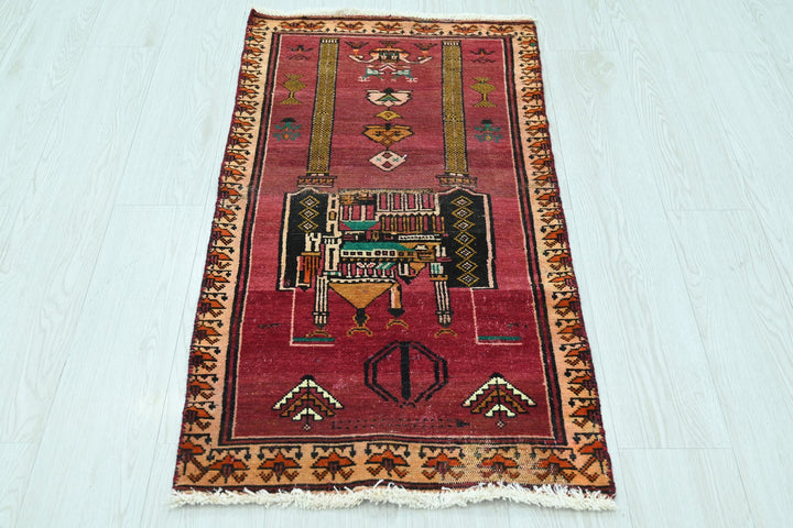 red Mini rug 1' 10" x 3' 7"