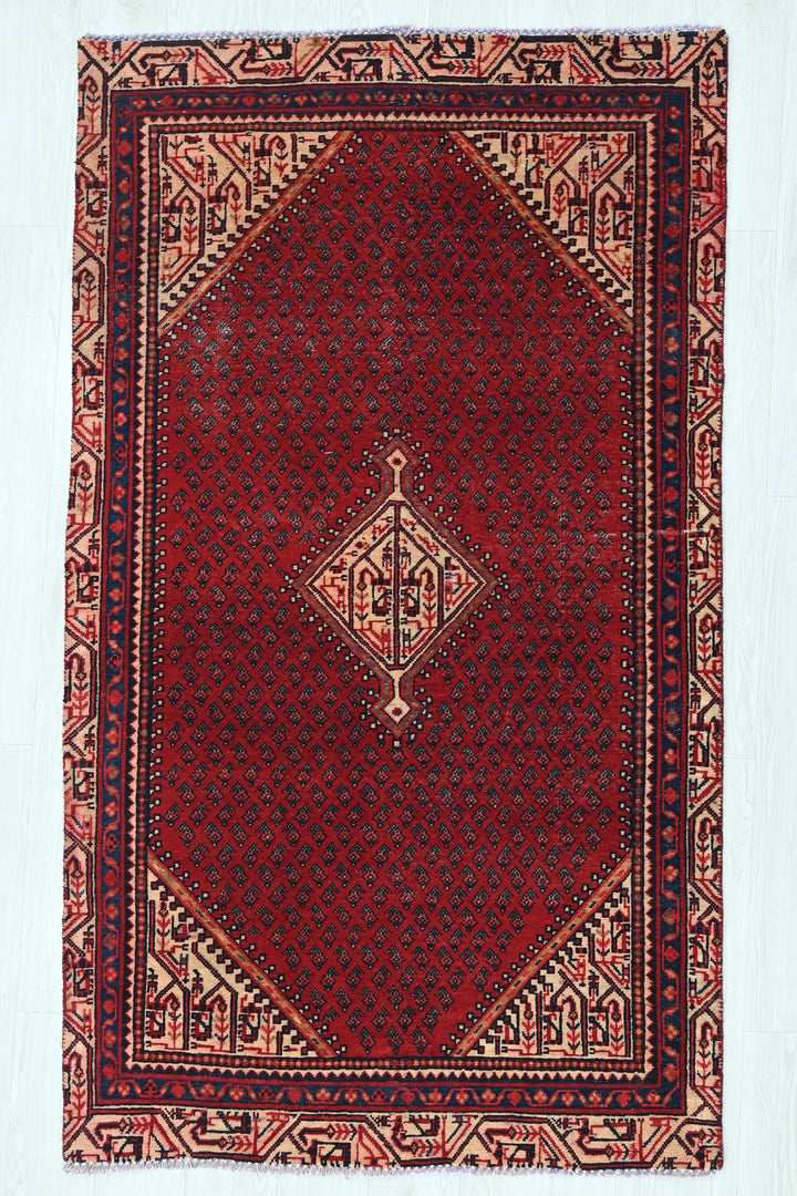 red Accent rug 3' 7" x 6' 5"