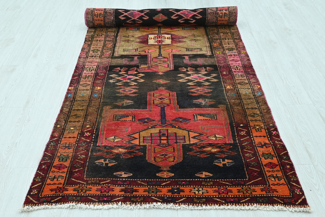 black Runner rug 3' 7" x 9' 11"