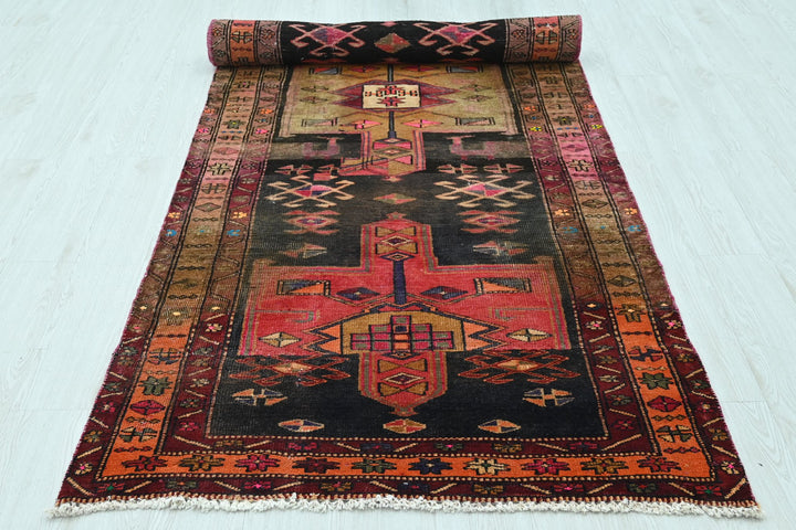 black Runner rug 3' 7" x 9' 11"