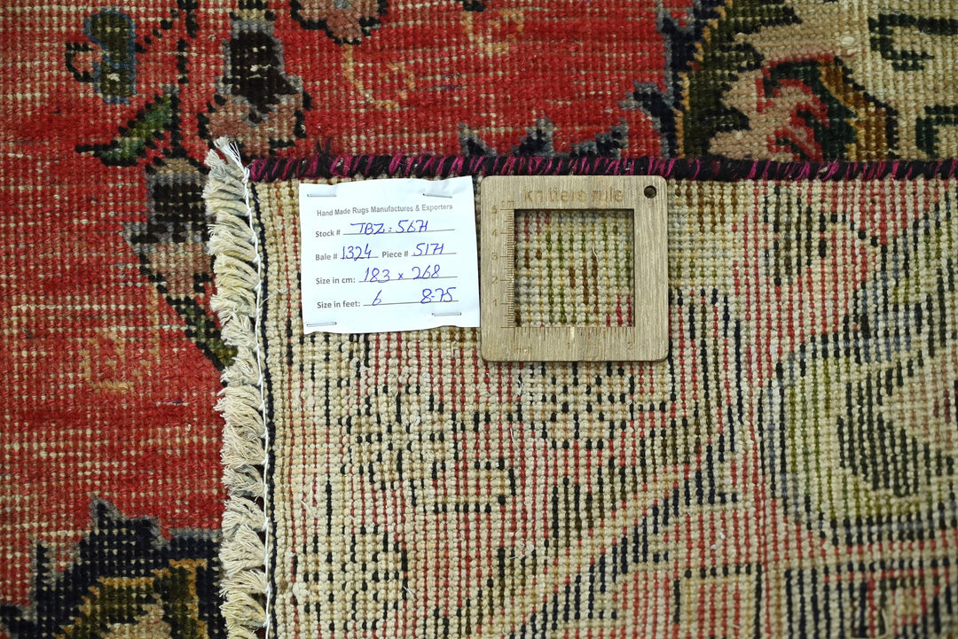red Medium rug 6' 0" x 8' 10"