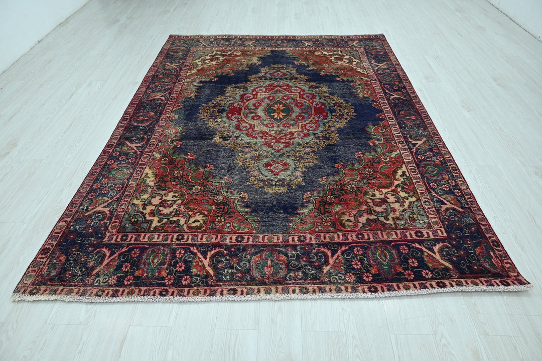 blue Medium rug 6' 4" x 8' 4"