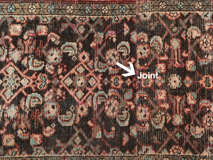 a close up of a rug with a white arrow pointing to it