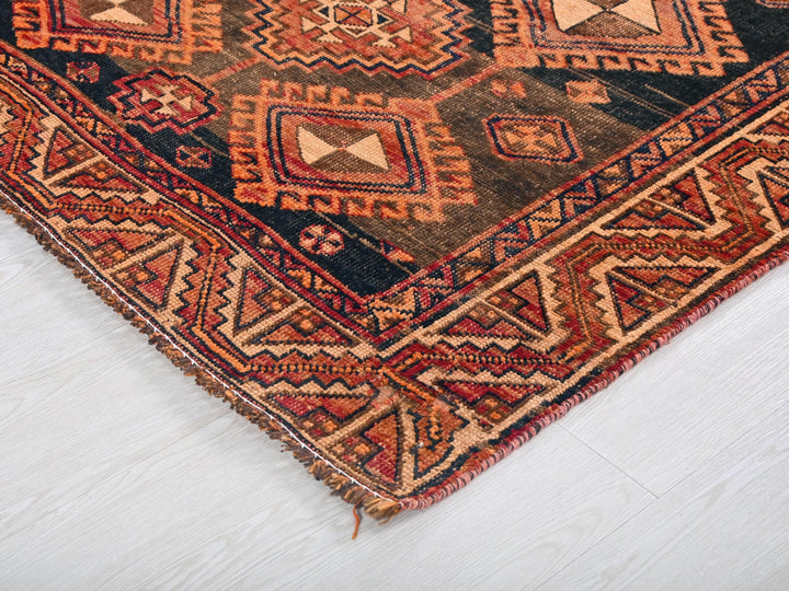 a large oriental rug on a white floor