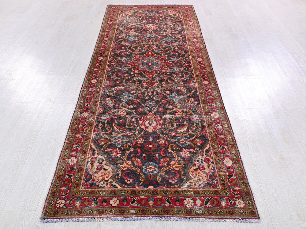 a long rug is laying on the floor