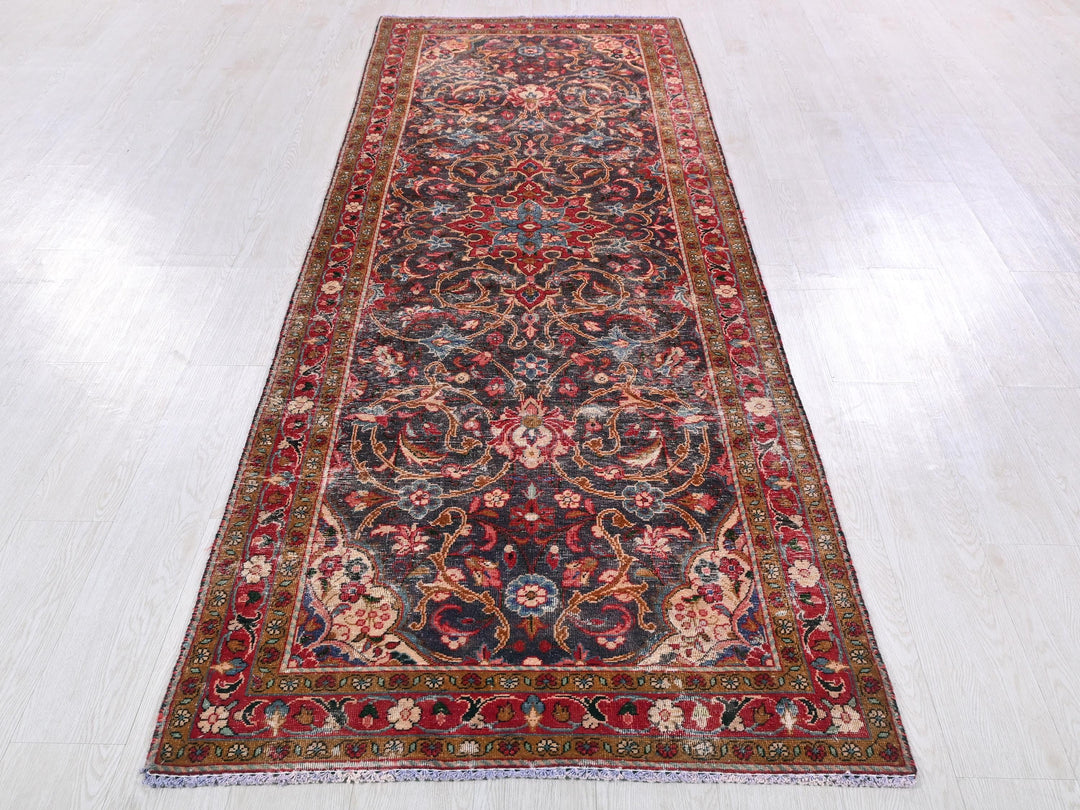 a long rug is laying on the floor