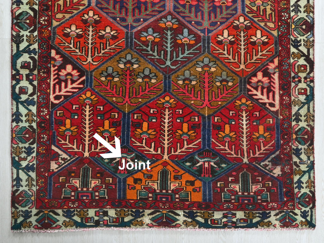 a colorful rug with an arrow pointing to it