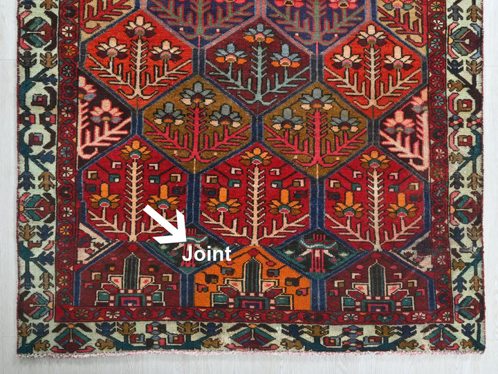 a colorful rug with an arrow pointing to it